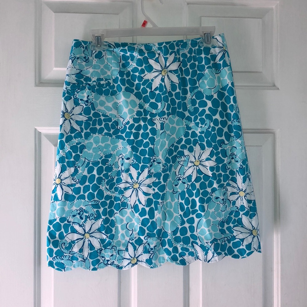 Lilly Pulitzer Size 6 Scalloped Hem Blue Skirt